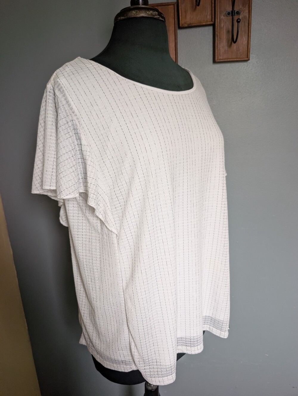 Calvin Klein Lightweight Flutter Sleeve White Blouse Top